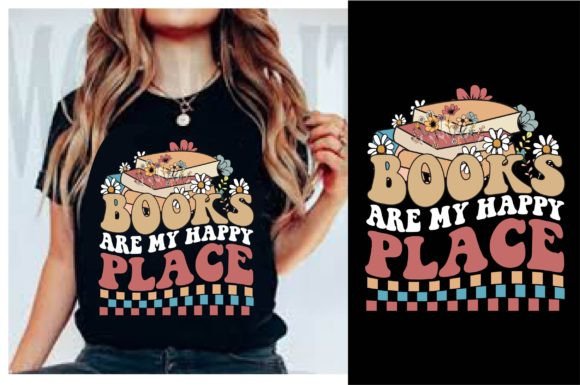 Books Are My Happy Place Retro SVG Graphics