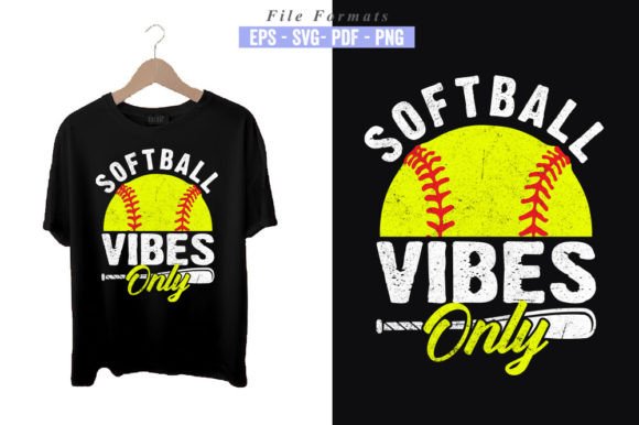 Softball Vibes Only SVG T-Shirt Design